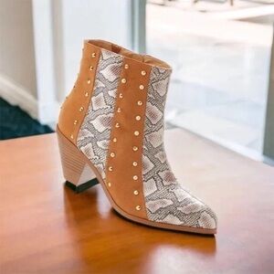 Cato | Mixed Media Cone Heel Boots Vegan Various